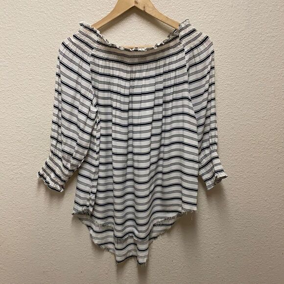 Faithfull the Brand Striped Off Shoulder Top Sz 4 - Picture 1 of 6